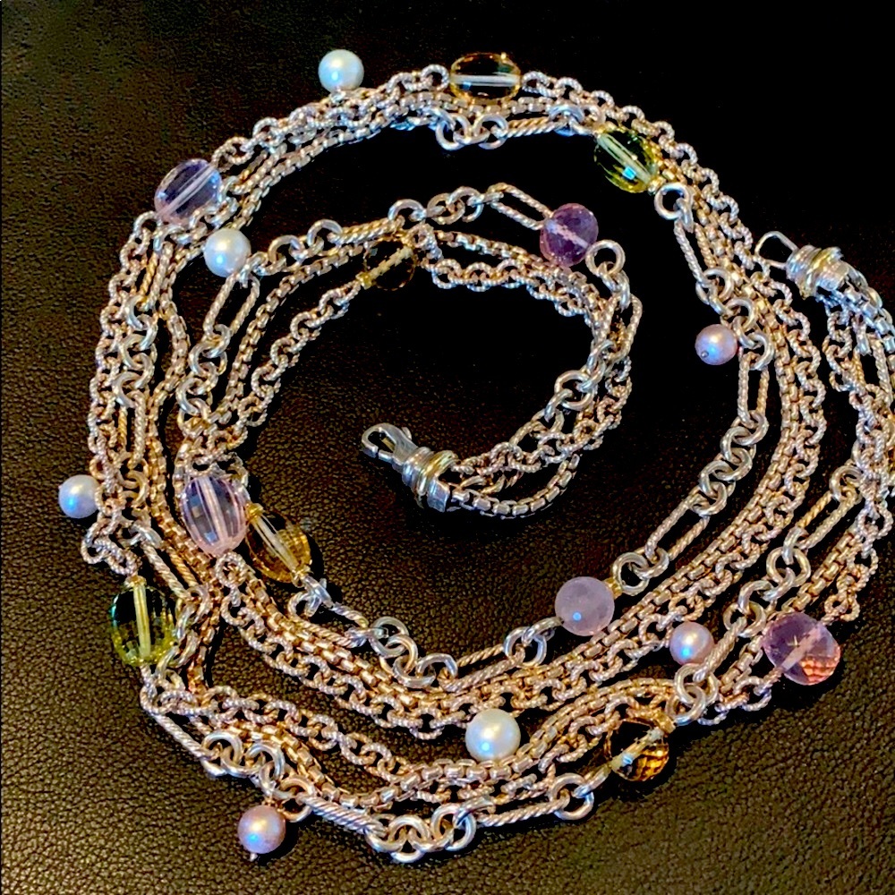 David Yurman Necklace Lemon Quartz & Pearl - Picture 9 of 16